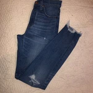 Jcrew high rise toothpick de stressed jeans